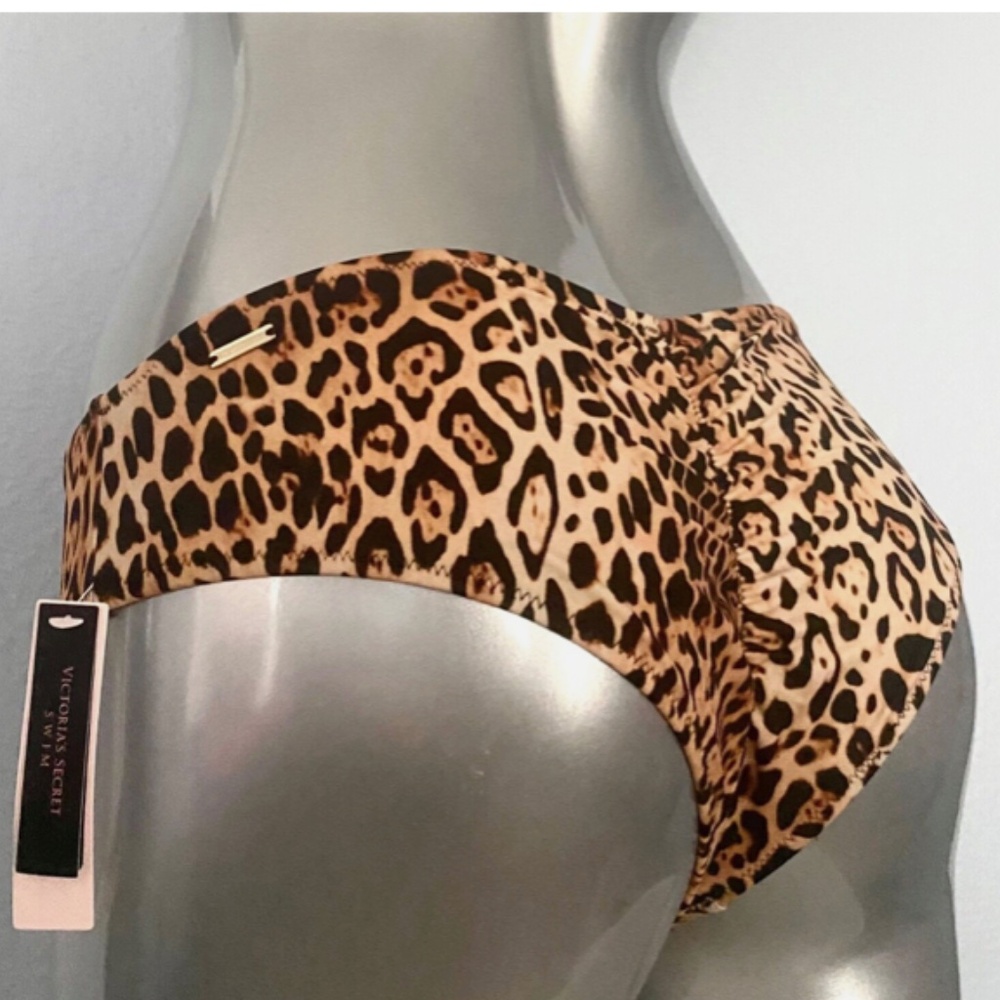 🚫SOLD🚫 Victorias Secret Nwt Leopard Ruched Back Sexy Cheeky Swim Bikini Bottom M